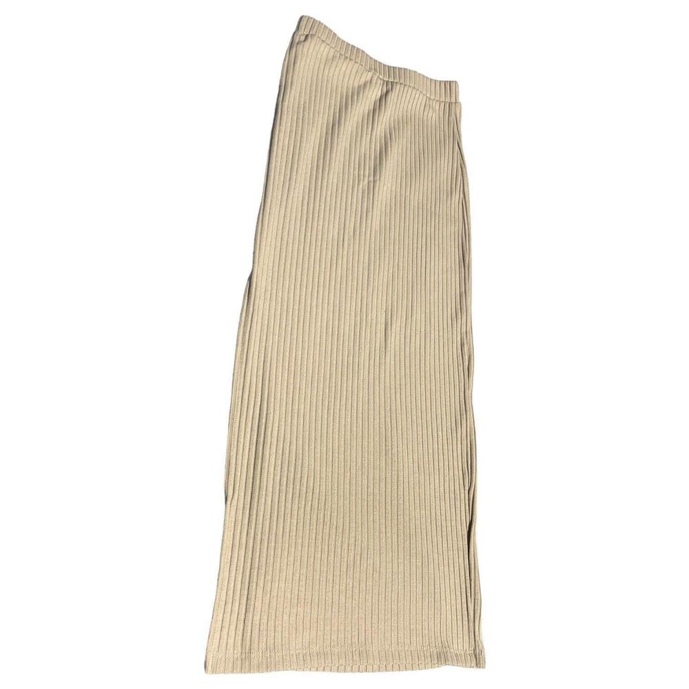 Princess Polly Womens Ribbed Knit Fitted Ellie Midi Skirt Slit Size 0 Beige - Picture 4 of 6